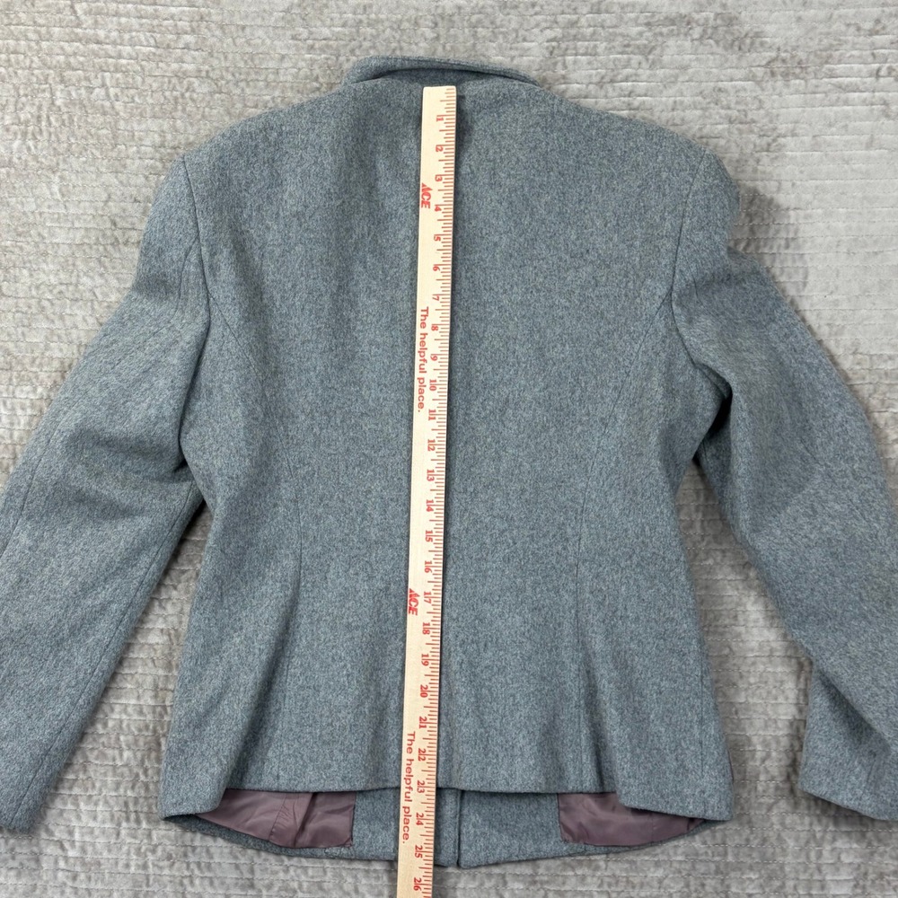 Vintage Country Shop Marshall Fields Gray Wool Mandarin Collar‎ Blazer Jacket 8 - Picture 2 of 10